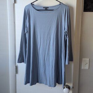 Eileen Fisher Pale Blue Long Sleeve Tunic Blouse Size Large
